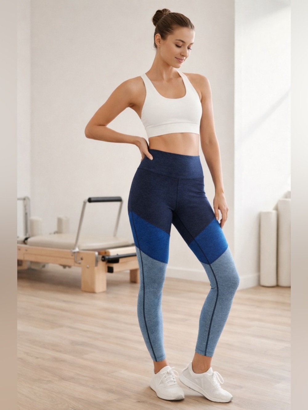Outdoor Voices Blue Colorblock Leggings High Rise Yoga Gym Activewear Size S